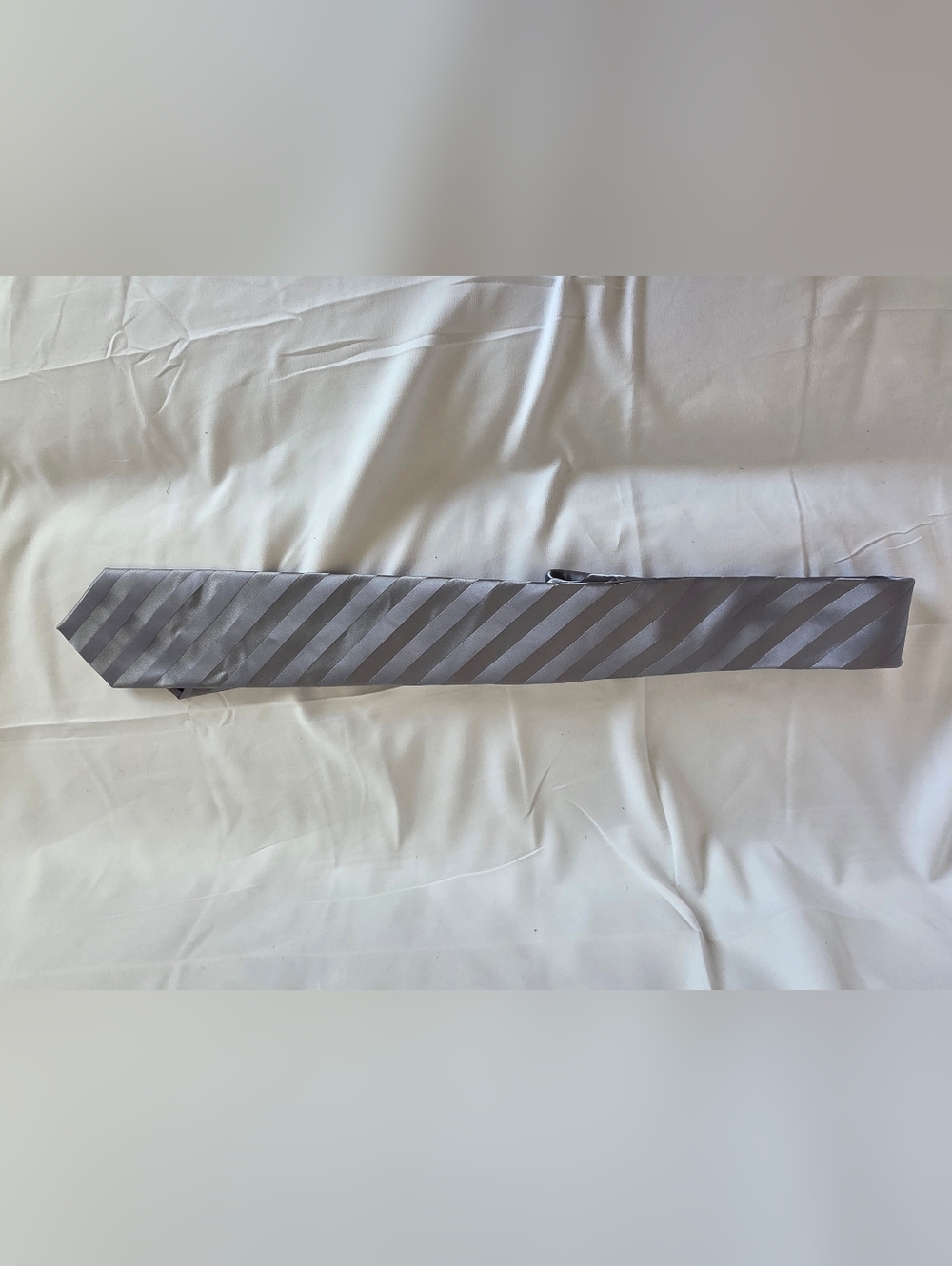 Bespoke Silver Gray Diagonal Stripe Tie